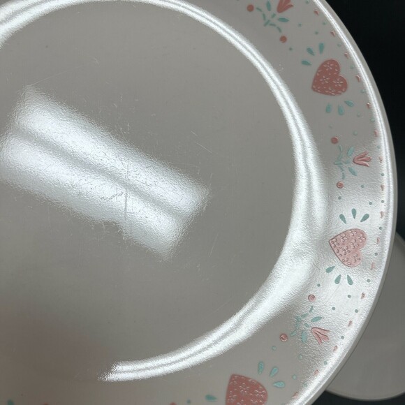 Corelle by Corning Dinner Plates Hearts Forever Yours Beige Pink Lot of 3 - Picture 10 of 10